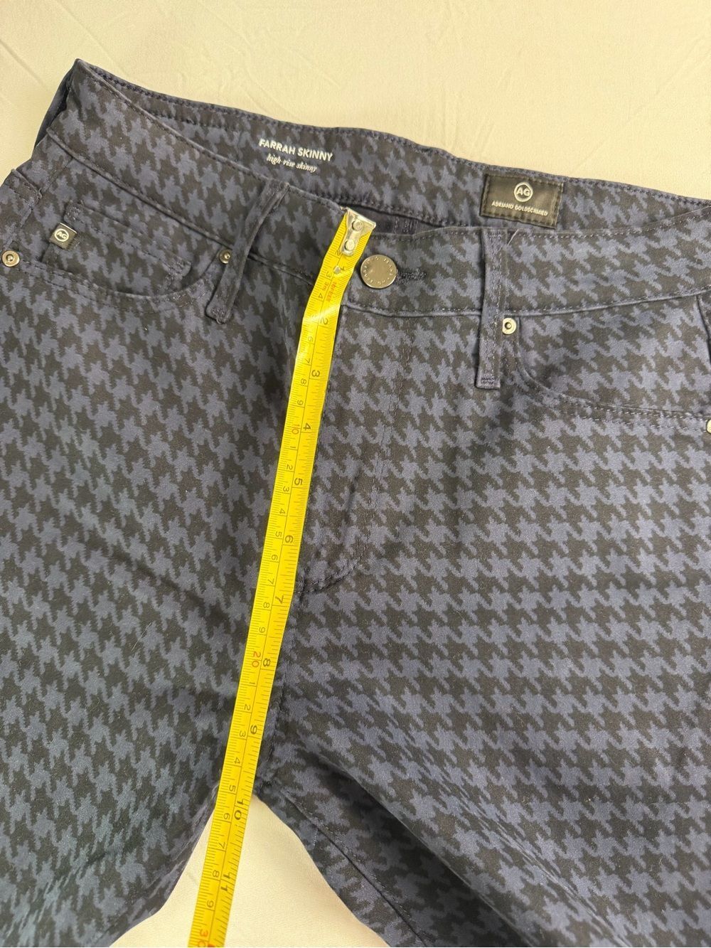 AG Adriano Goldschmied Farrah skinny pants jeans houndstooth navy 27 - Picture 4 of 9